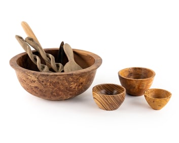 Collection of Assorted Hand Carved Wooden Servingware