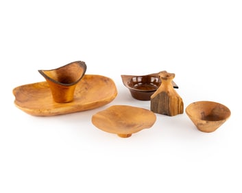 Collection of Assorted Hand Carved Wooden Servingware