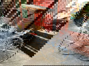 Early Victorian Perambulator with Parasol Shade