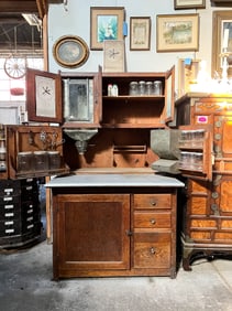 Early Oak Hoosier Kitchen Cabinet