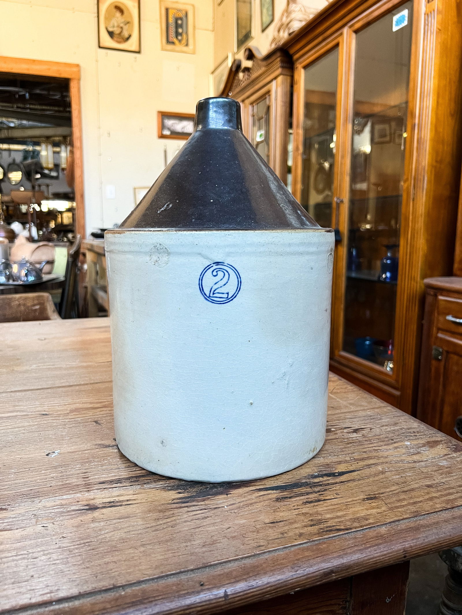 Antique #2 Stoneware Crock Jug (1 of 5)