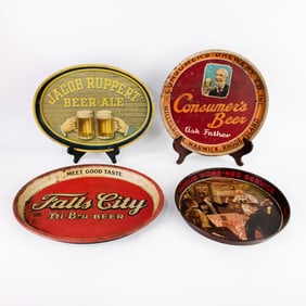 (4) Group of Assorted Beer Serving Trays