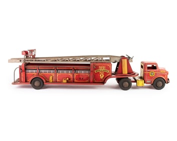 1950's Marx Lumar Toy Ladder Fire Truck