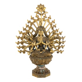 Tibetan Buddhist Brass Avalokiteshvara Statue