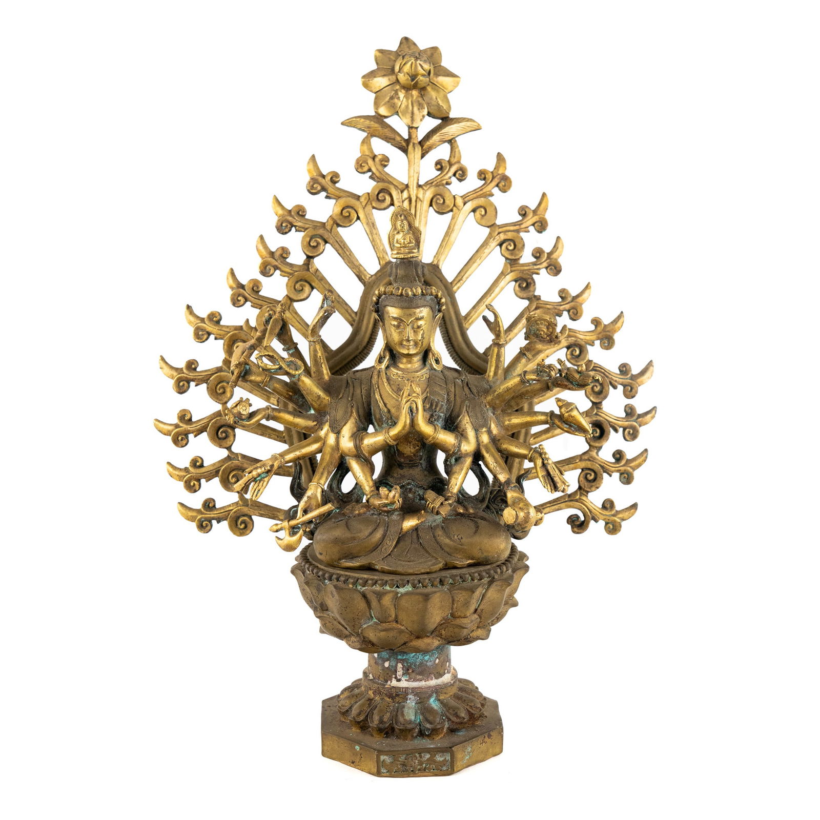 Tibetan Buddhist Brass Avalokiteshvara Statue