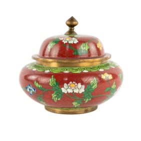 Chinese Early 20th Century Cloisonne Lidded Jar
