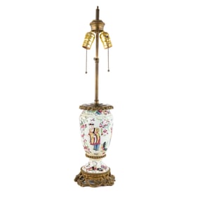 Mounted Famille Rose Porcelain and Ormolu Table Lamp