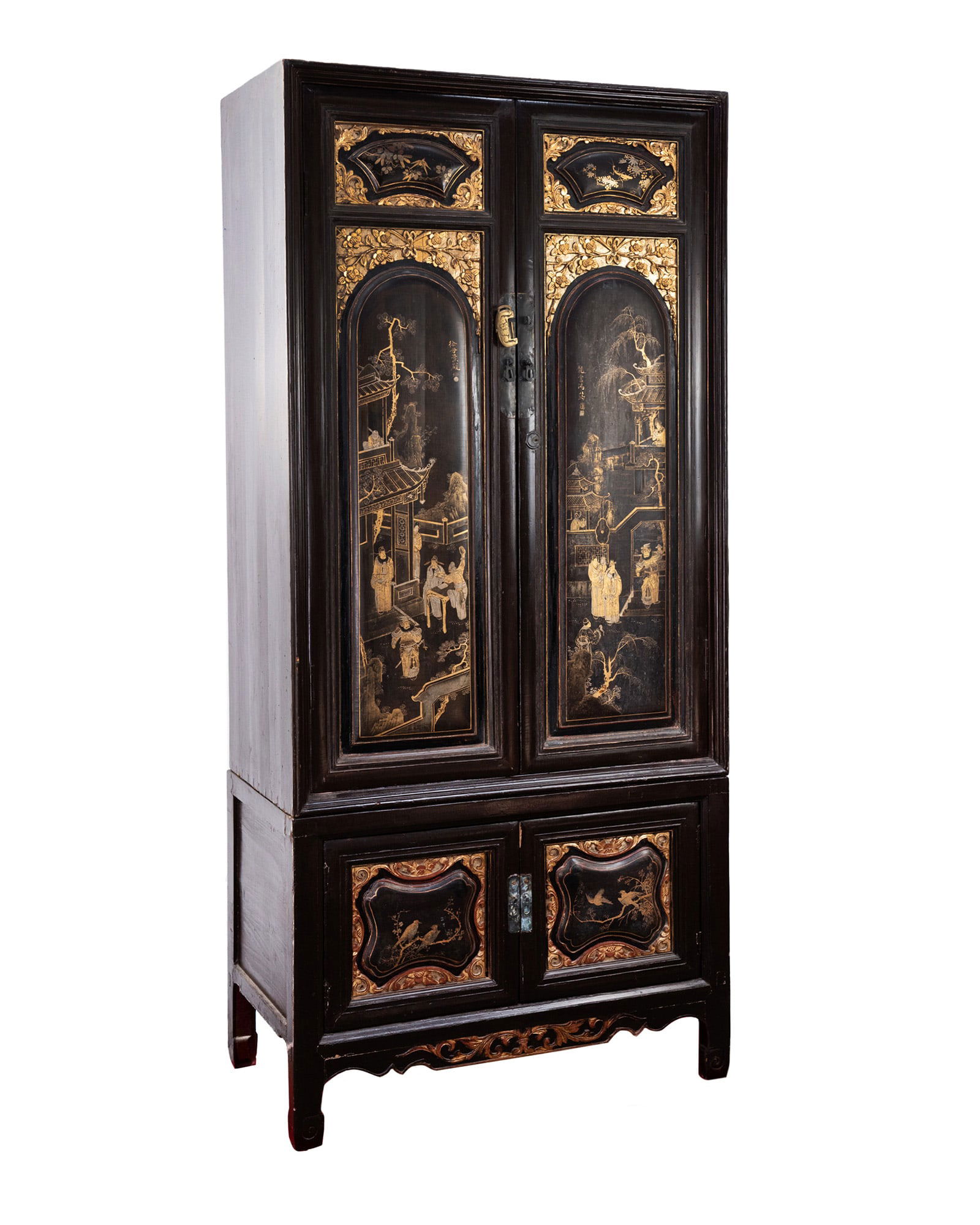 Chinese Shanxi Lacquered Carved Bamboo Wardrobe (1 of 15)