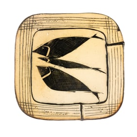 Michael Simon Salt Glazed Stoneware Fish Motif Dish