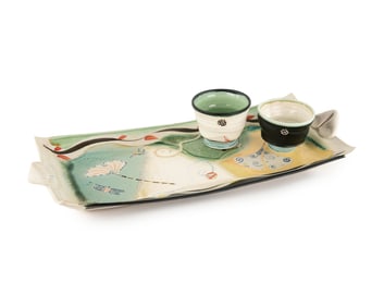 Lynn Smiser Bowers Ceramic Art Pottery Serving Set