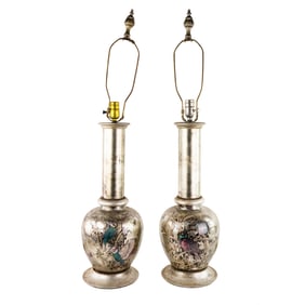 Pair of French Chinoiserie Silver Foliate overlay