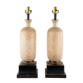 Pair of Stoneware Pottery Vase Table Lamps
