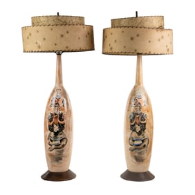 Pair of Mid Century Monumental Ceramic Table Lamps