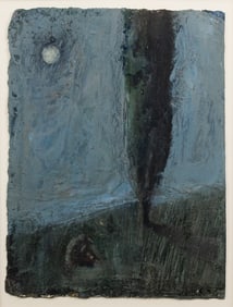 Chuck Bowdish 'Cypress Moon' Oil on Paper Painting