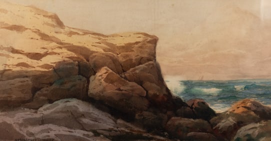 Melbourne Hardwick North Shore Seascape Watercolor