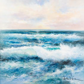 W. Eddie Seascape Oil on Canvas Painting