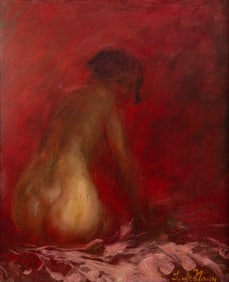 Zsigmond Nagy Female Nude Oil on Board Painting
