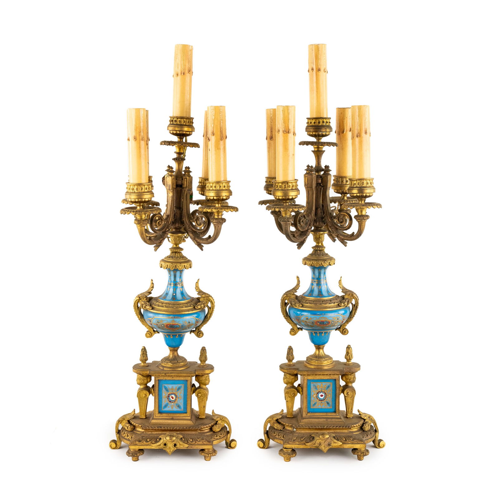 Pair of Sevres Style Porcelain and Ormolu Candelabras (1 of 12)