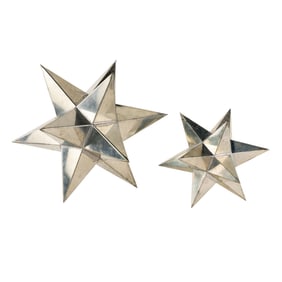 Pair of B. Cukla Nickel Moravian Star Ornaments