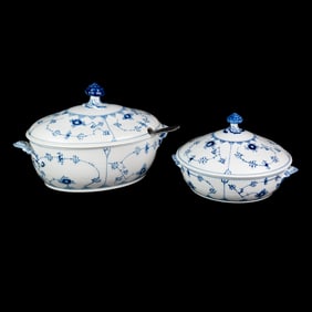 Pair of Royal Copenhagen Blue Fluted Porcelain Dishes