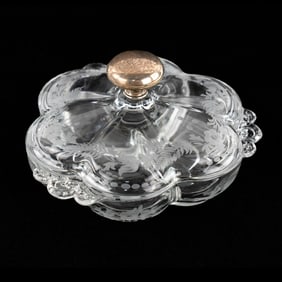 Hawkes Cut Glass Engraved Divided Serving Dish