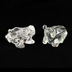 Grouping of Art Glass Frog Paperweights