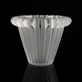 Lalique 'Royat' Frosted Cut Crystal Vase