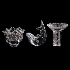 (3) Group of Orrefors Sweden Crystal and Glass Smalls