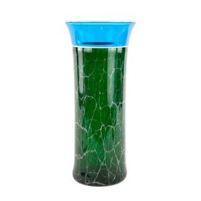 Kenny Pieper 'Spring Primavera' Art Glass Cylinder Vase
