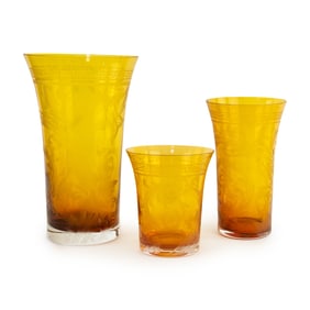 (3) Set of Rosenthal Meets Versace Amber Vases