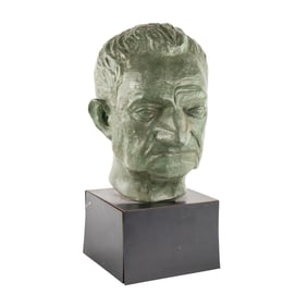 Hand Painted Grotesque Ceramic Bust of an Old Man