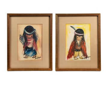 Pair of Ettore Ted Degrazia Offset Lithographs