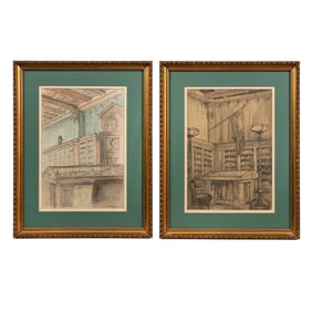 Pair of H. Hoefen Pencil & Paper Architectural Drawings