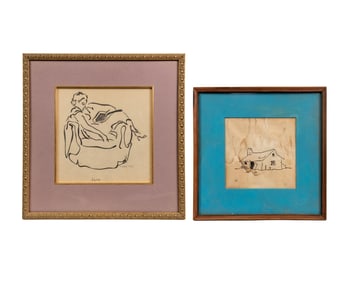 Pair of Hari Van Hoefen Pen and Ink Drawings