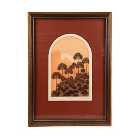 J. Elizabeth Fischer Mountain Landscape Woodblock