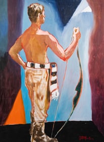 Portrait of an Archer Oil on Canvas Signed JB Martin