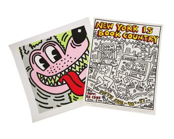 Pair of Keith Haring Lithographs Inc. 'Big Bad Wolf'