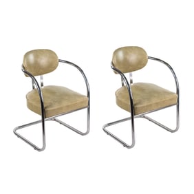 Pair of KEM Weber Mid Century Cantilever Arm Chairs