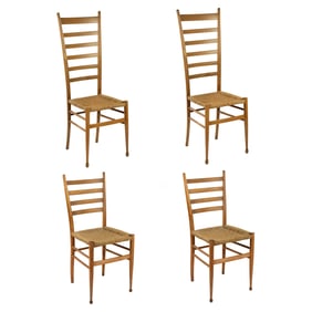 (4) Set of Style of Gio Ponti Italian Ladder Back Chairs