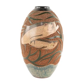 Emmanuel Maldonado Ceramic Art Pottery Fish Vase