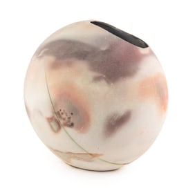 David Bigelow Floral Motif Art Pottery Bulbous Vase