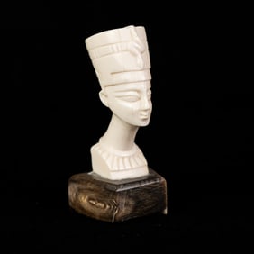 Hand Carved Miniature Bone and Horn Bust of Nefertiti