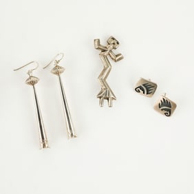 (3) Group of Native American Sterling Silver Jewelry