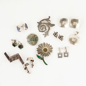 (11) Group of Assorted Mexican Sterling Silver Jewelry