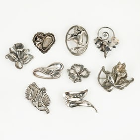 Group of Assorted Sterling Silver Brooches