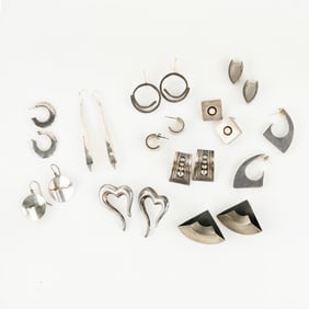 (11) Group of Assorted Sterling Silver Earrings