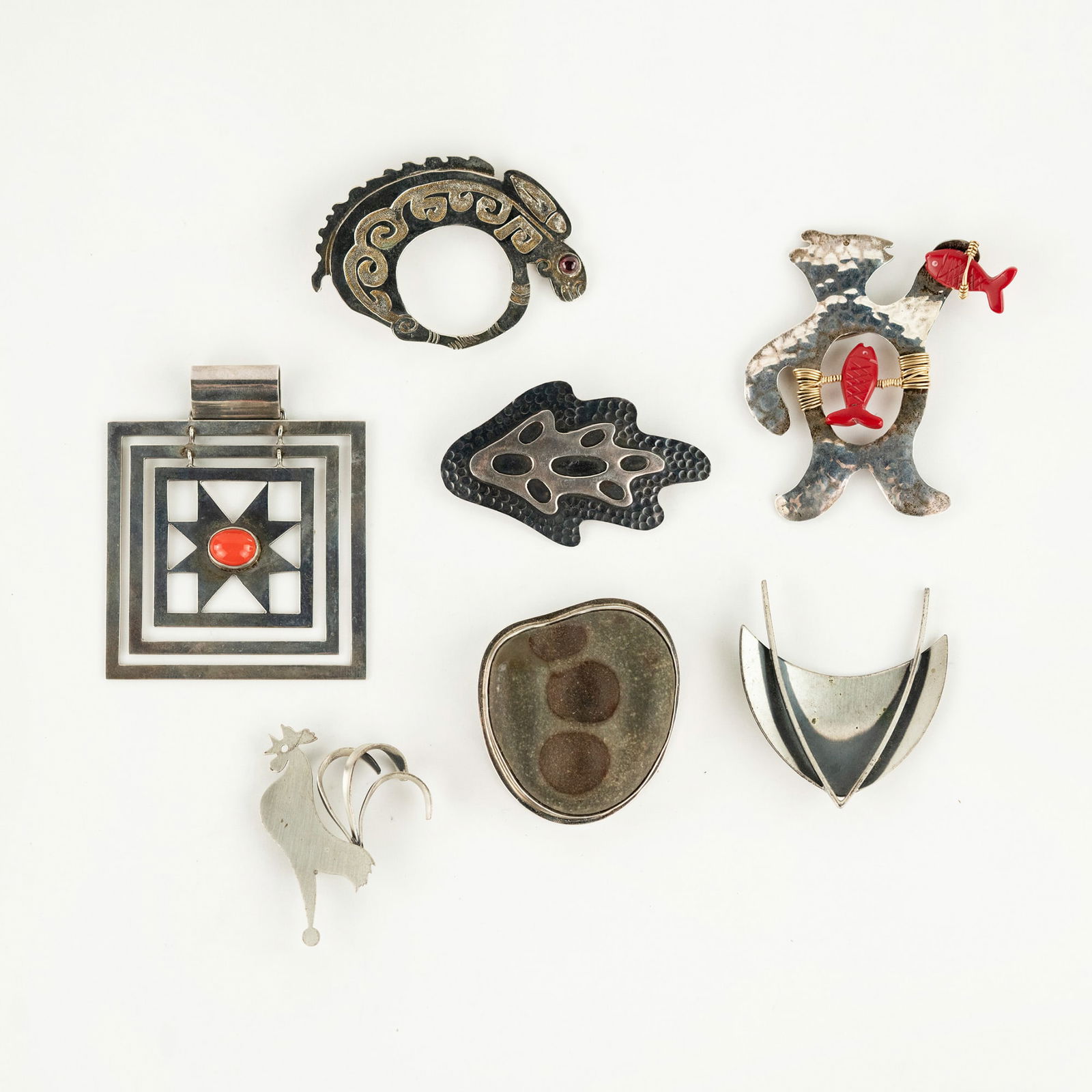 (7) Group of Assorted Sterling Silver Brooches (1 of 7)