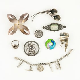 (9) Group of Assorted Sterling Silver Jewelry