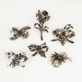(6) Group of Assorted Hobe Sterling Silver Brooches