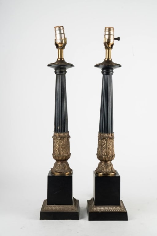 PAIR, FRENCH COLUMN FORM VINTAGE LAMP BASES (1 of 5)